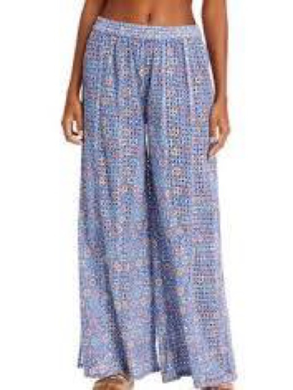 Solid & Striped The Logan Printed Eyelet Pants Swim Cover Up Size S 100% Cotton